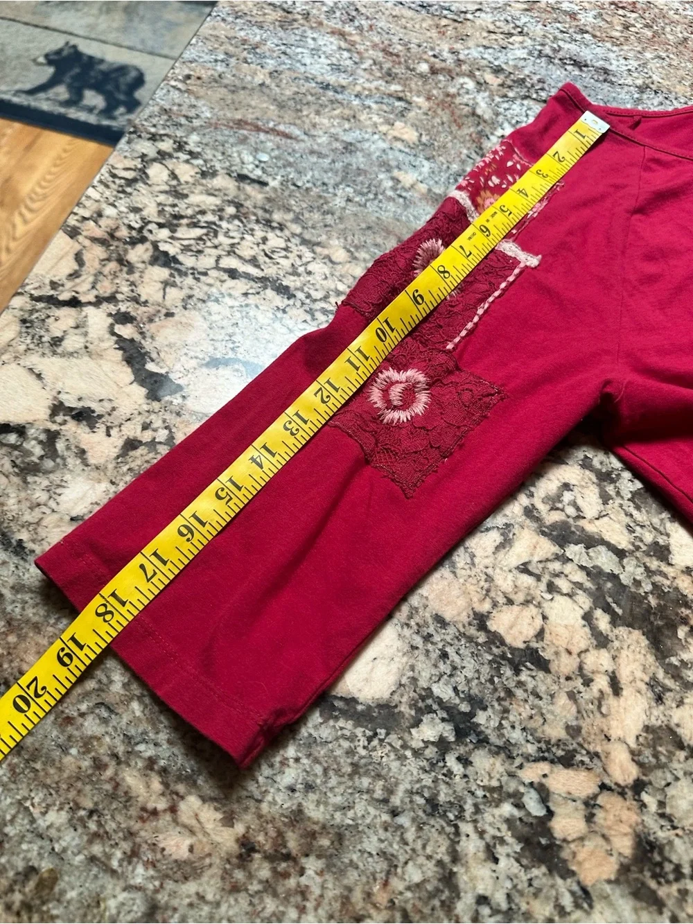 April Cornell Red Embroidered Sleeve Long Sleeve Top